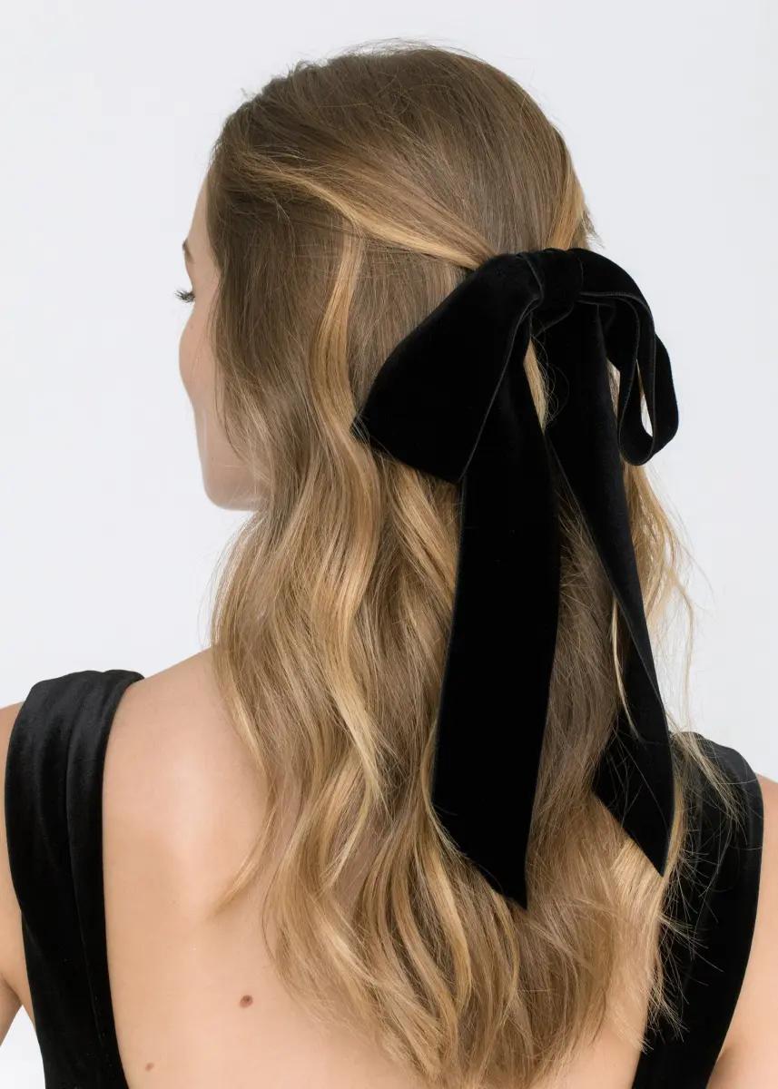 Velvet bow barrette